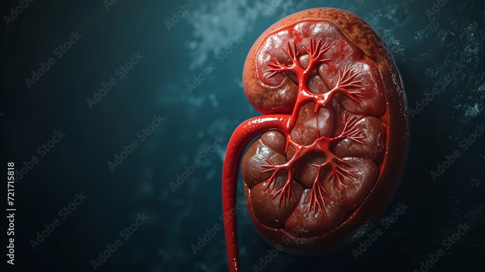 Detailed Human Kidney Anatomy Illustration. Generative ai - obrazy, fototapety, plakaty 
