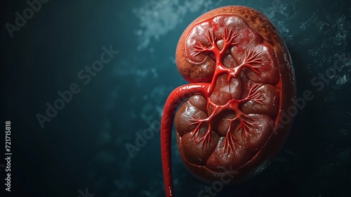 Detailed Human Kidney Anatomy Illustration. Generative ai photo