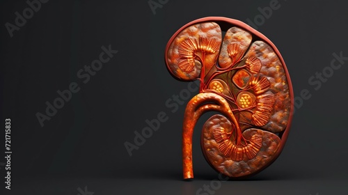 Detailed Human Kidney Anatomy Illustration. Generative ai photo