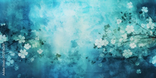 azure abstract floral background with natural grunge textures © Celina
