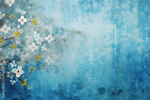 azure abstract floral background with natural grunge textures