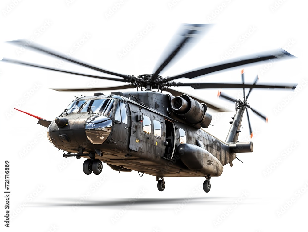 Fototapeta premium Advanced Military Helicopter Patrolling the Skies - AI Generated