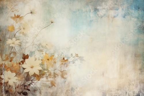 beige abstract floral background with natural grunge textures © Celina