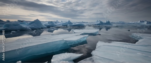 Flows of water spreading through cracks and fissures on the surface of icebergs, a beautiful landscape reflecting the effects of global warming. social issues. mountain of ice. Ice melts. serious.