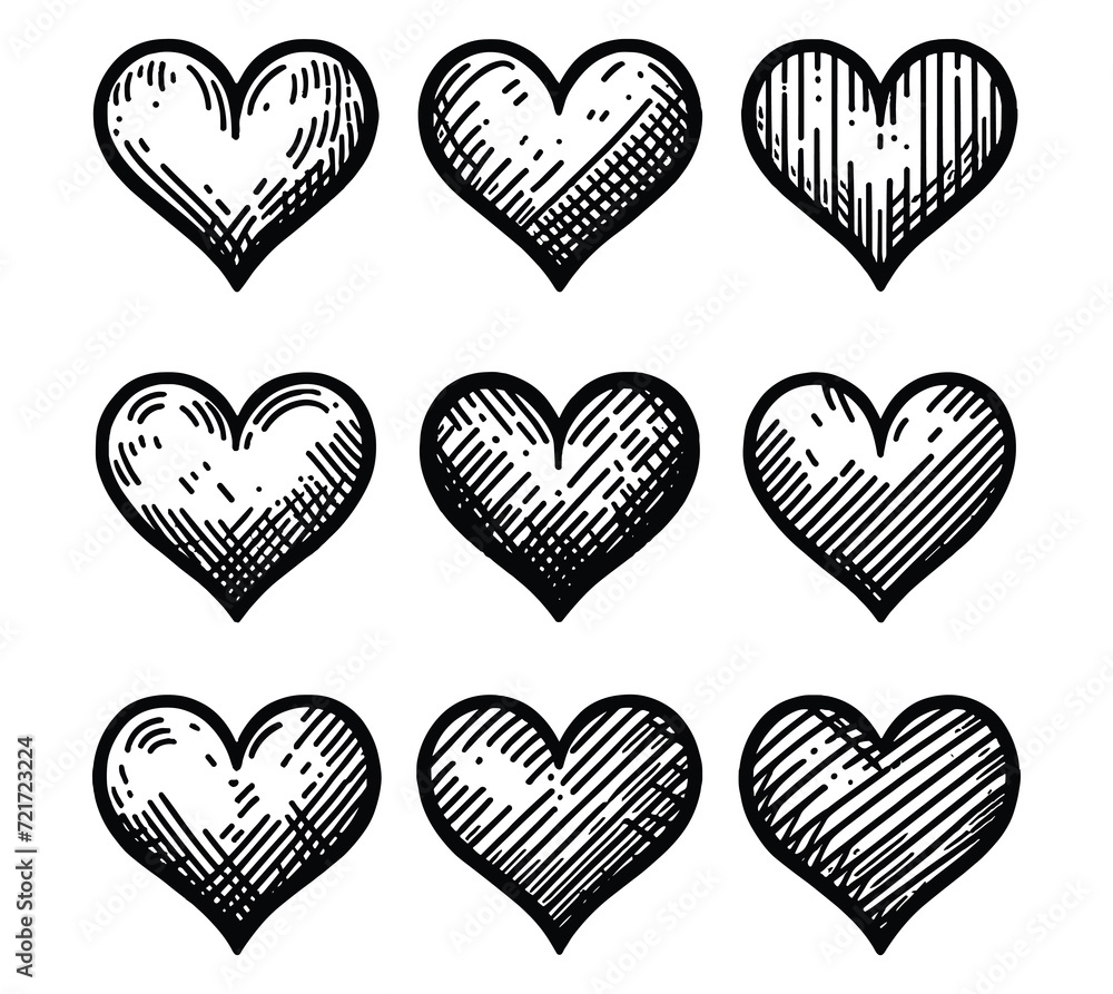 Selection of Heart Illustrations with Textured Shading Selection of Heart Illustrations with Textured Shading