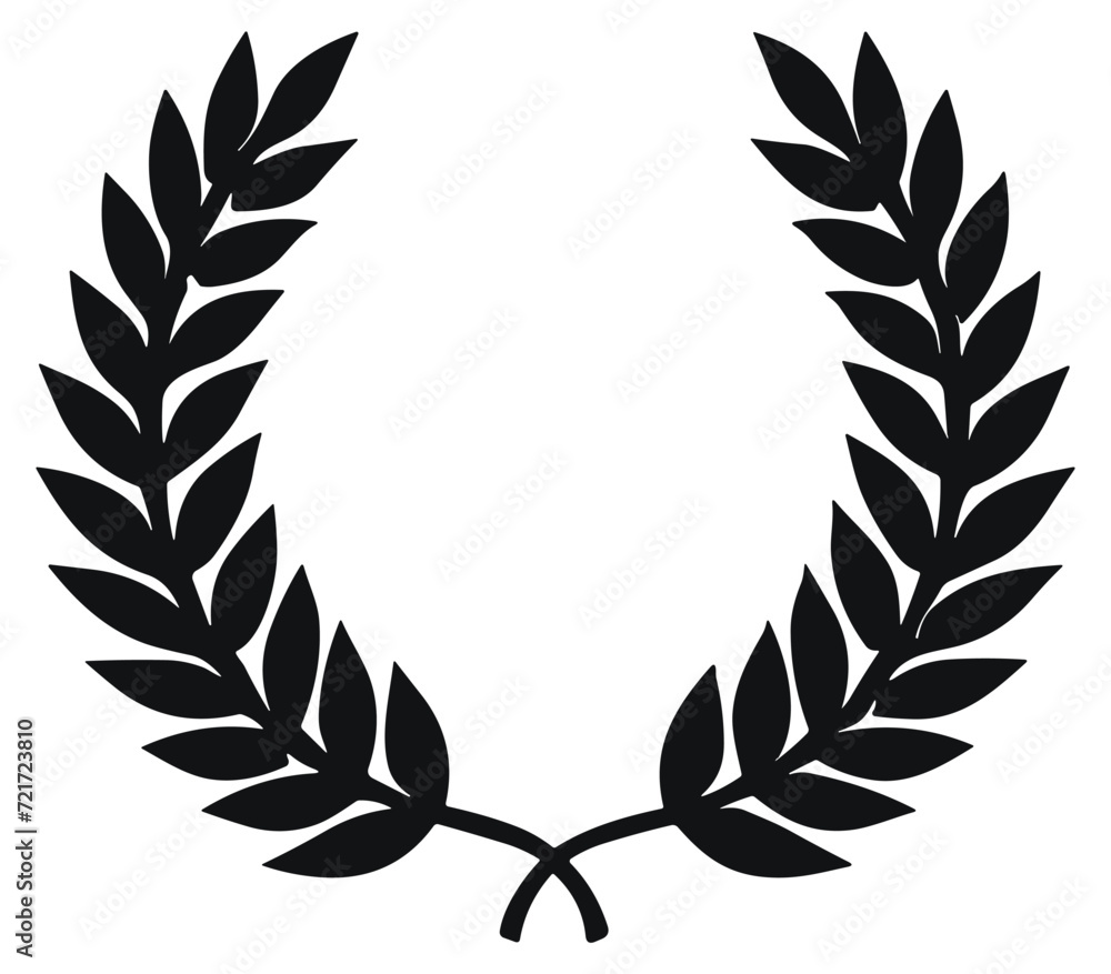 Elegant Black Laurel Wreath Vector - Prestigious Symbol for Achievers