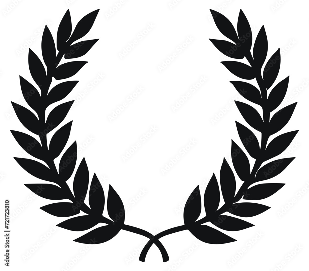 Elegant Black Laurel Wreath Vector - Prestigious Symbol for Achievers Elegant Black Laurel Wreath Vector - Prestigious Symbol for Achievers
