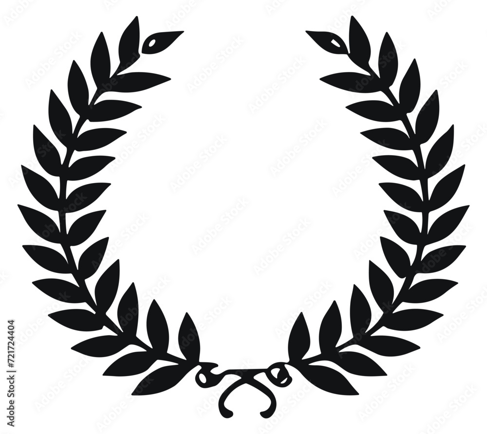 Simplistic Black Laurel Wreath Vector - Emblem for Winners and Honorees Simplistic Black Laurel Wreath Vector - Emblem for Winners and Honorees