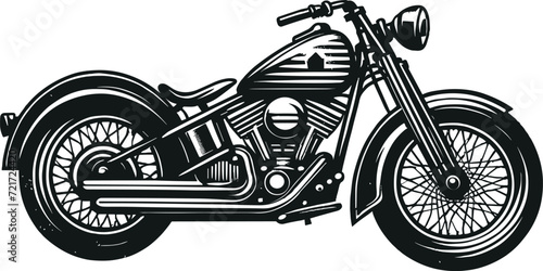Classic Cruiser Motorcycle Vector Illustration