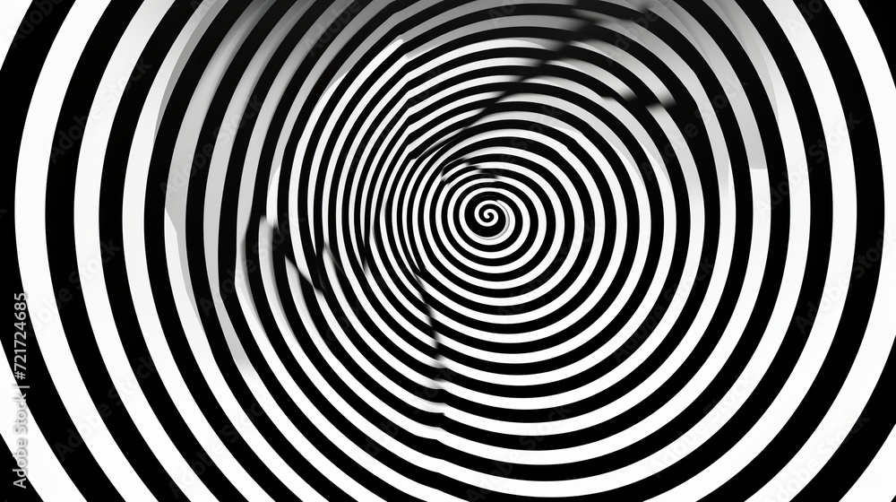 A captivating vector illustration featuring a dynamic black and white image rotating within concentric circles, creating a mesmerizing visual effect.
