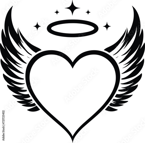 Bold Angel Wings Embracing Heart Icon