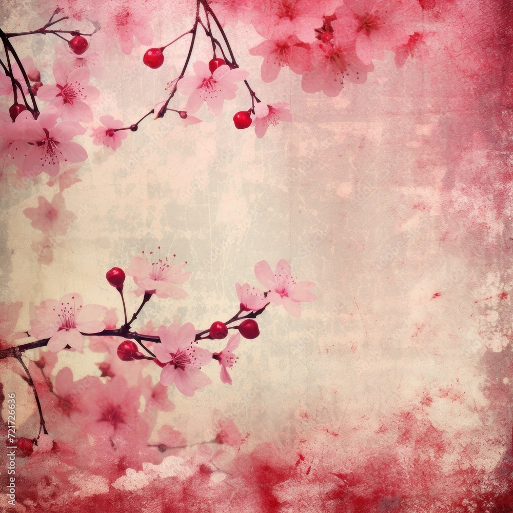 cherry abstract floral background with natural grunge textures