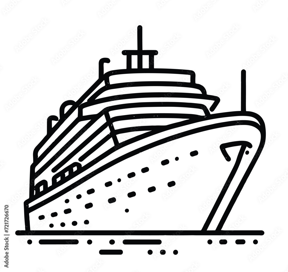 Minimalist Cruise Ship Profile Vector Illustration