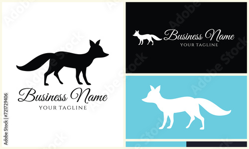 silhouette fox vector logo template