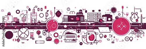 Cranberry abstract technology background using tech devices and icons