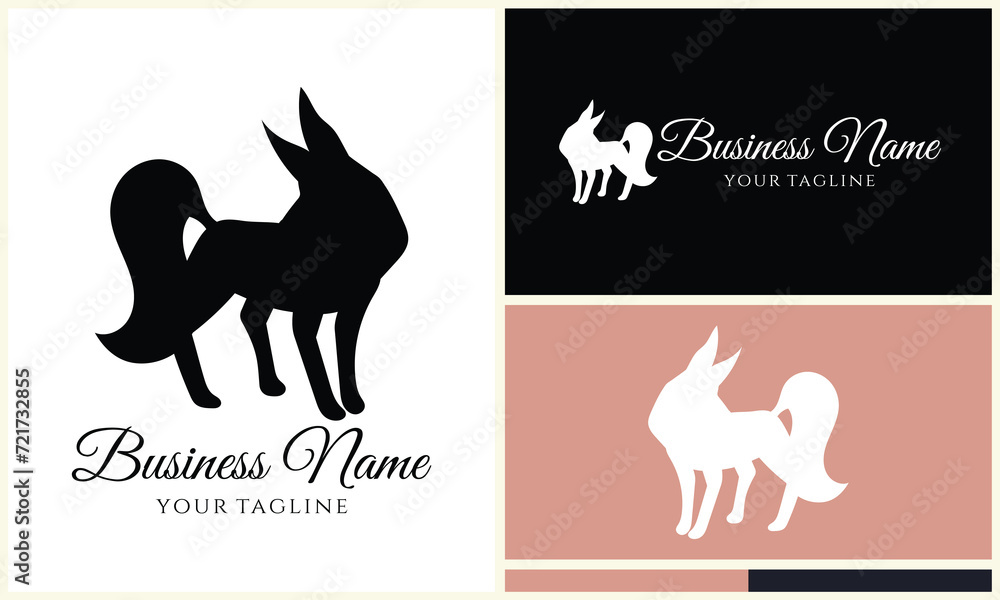 silhouette fox vector logo template