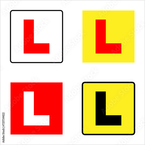 Newly Licensed Driver Plate Icon, L-Plate, L Plate, Learner Driver Plate Icon photo