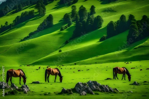 horses on the meadow