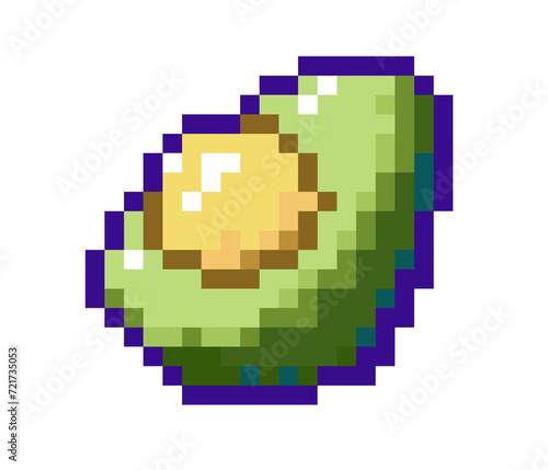 8 bit Half an avocado with seed pixel  element icon