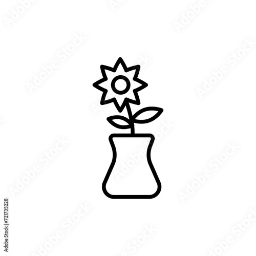 Flower vase outline icons, minimalist vector illustration ,simple transparent graphic element .Isolated on white background