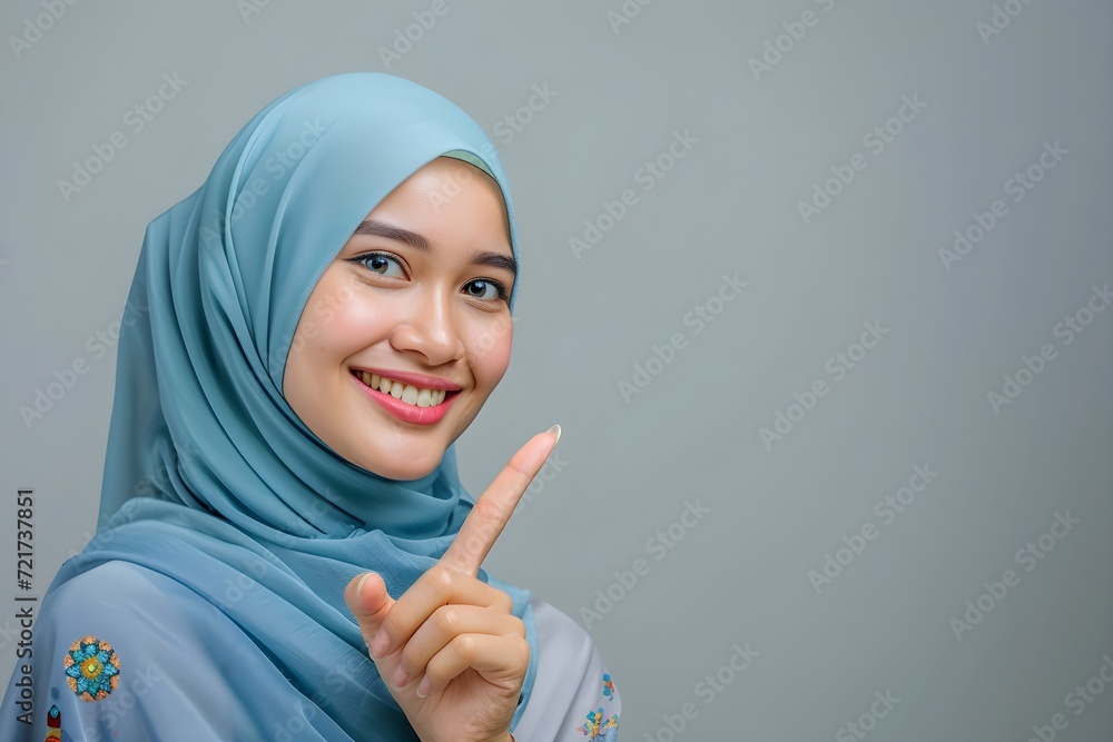 Hijab Woman hand pointing to the side Hijab Woman hand pointing to the side