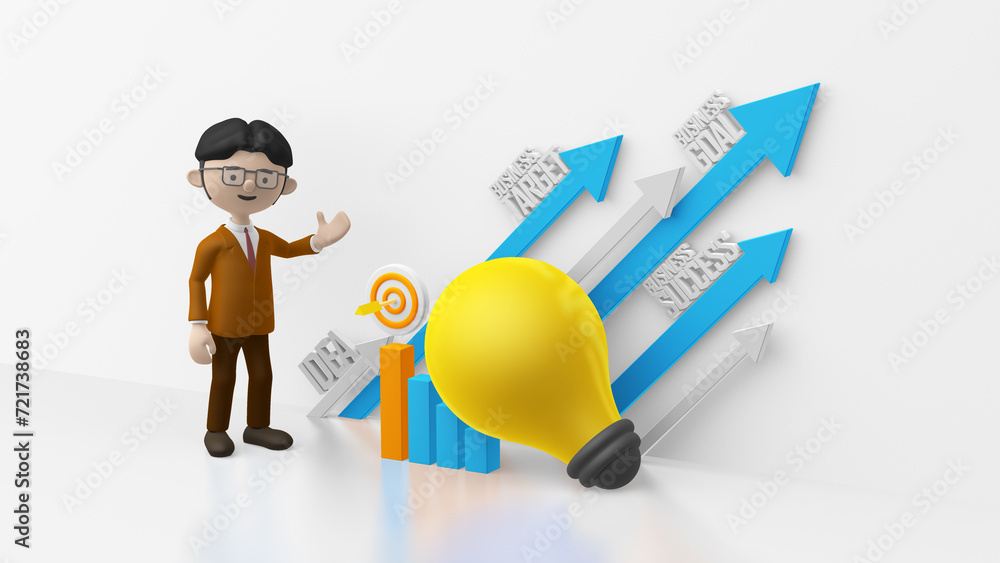 Illustration of a businessman planning strategically to achieve business goals with white background. Illustration of a businessman planning strategically to achieve business goals with white background.