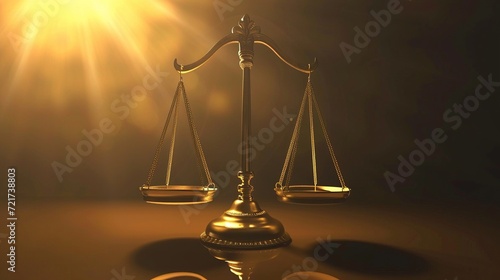 Vintage gold law scales on dark background photo