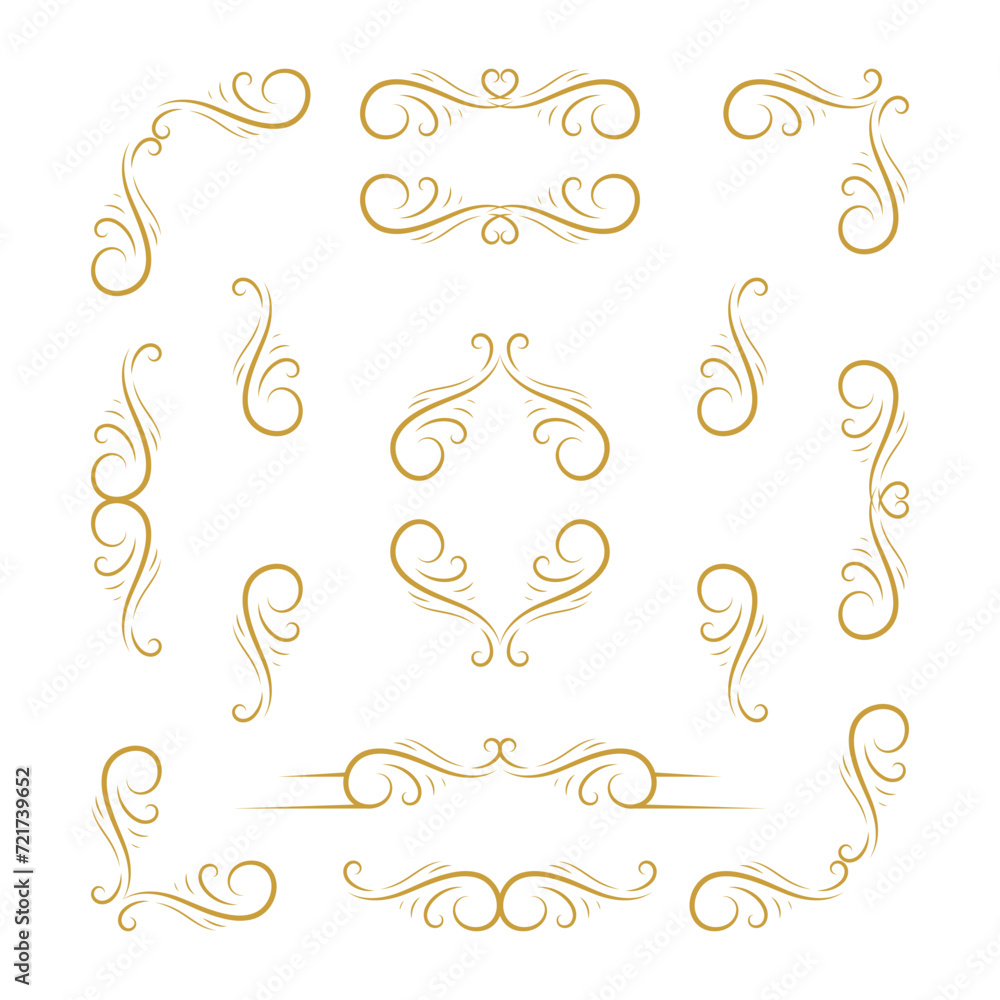 wedding curve complex ornament design collection set