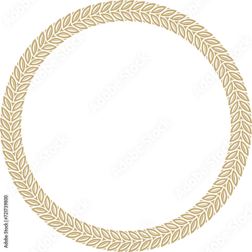 Vector gold round Yakut ornament. Endless circle, border, frame of the northern peoples of the Far East.