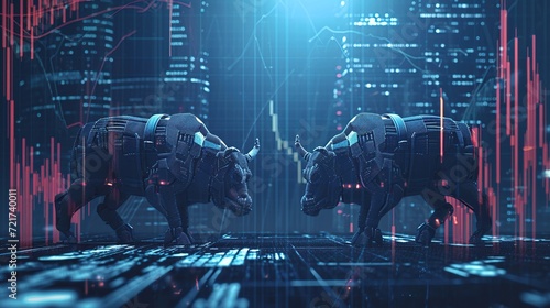 Bullish market and forex exchange growth. Financial investment and stock market growth concept.