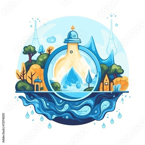 World Water Day cute cartoon illustration. Save the water and ecology concept.