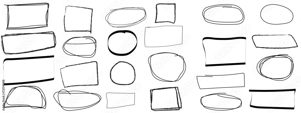 Set of hand drawn circle and square sketch doodle grunge highlights background. Vector of freehand circle, square round scrawl frames. Charcoal pen round ovals. Hand drawn pen lines doodle sketches. Set of hand drawn circle and square sketch doodle grunge highlights background. Vector of freehand circle, square round scrawl frames. Charcoal pen round ovals. Hand drawn pen lines doodle sketches.