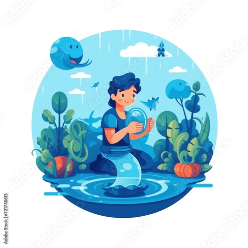 World water day cartoon illustration