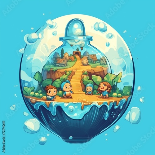 World Water Day vector abstract illustration. Saving water and world environmental protection