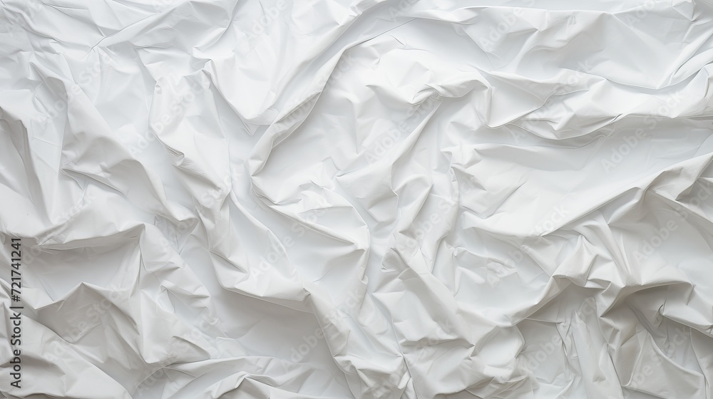 Crumpled white paper texture background - top view, abstract textured surface for creative design projects Crumpled white paper texture background - top view, abstract textured surface for creative design projects