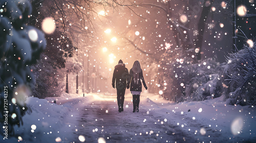a couple walking in the snow © Food gallery