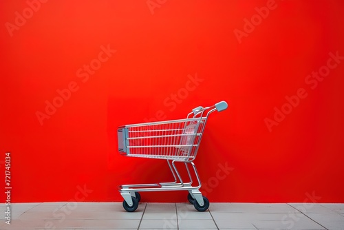 Shopping theme with shopping basket, realistic, modern