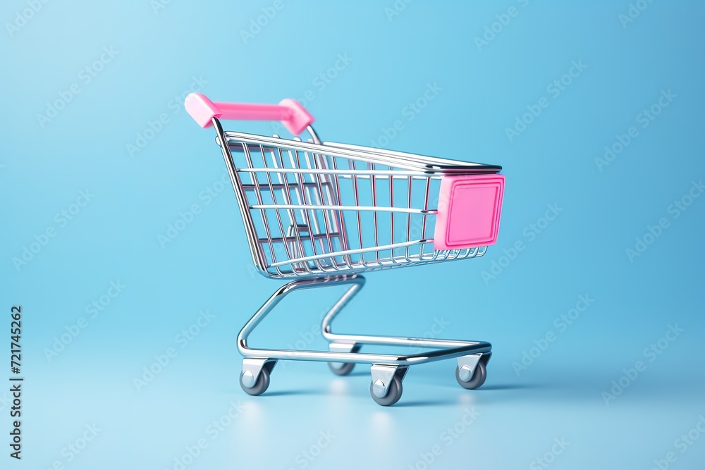 Shopping theme with shopping basket, realistic, modern