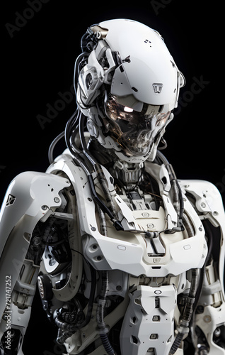 humanoid on black background, robot concept