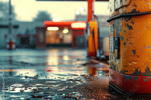 Close up of a gas station. The fuel crisis continues and the cost of fuel is going up photo