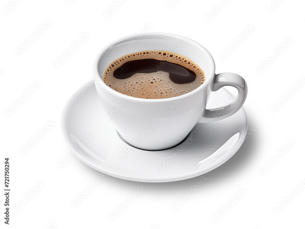 A cup of Americano coffee in white ceramic cup on transparent background. PNG. Generative AI A cup of Americano coffee in white ceramic cup on transparent background. PNG. Generative AI
