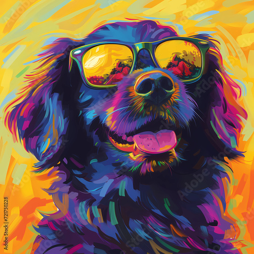 dog in sunglasses with a smile