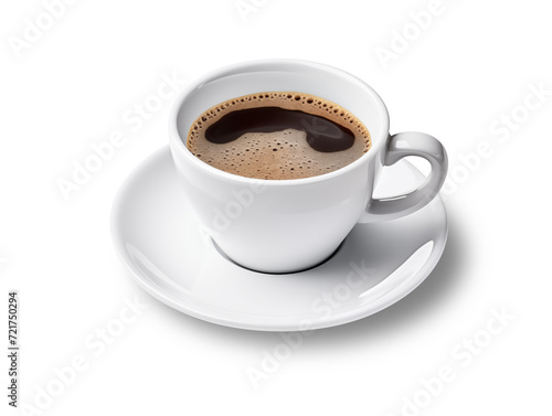 A cup of Americano coffee in white ceramic cup on transparent background. PNG. Generative AI