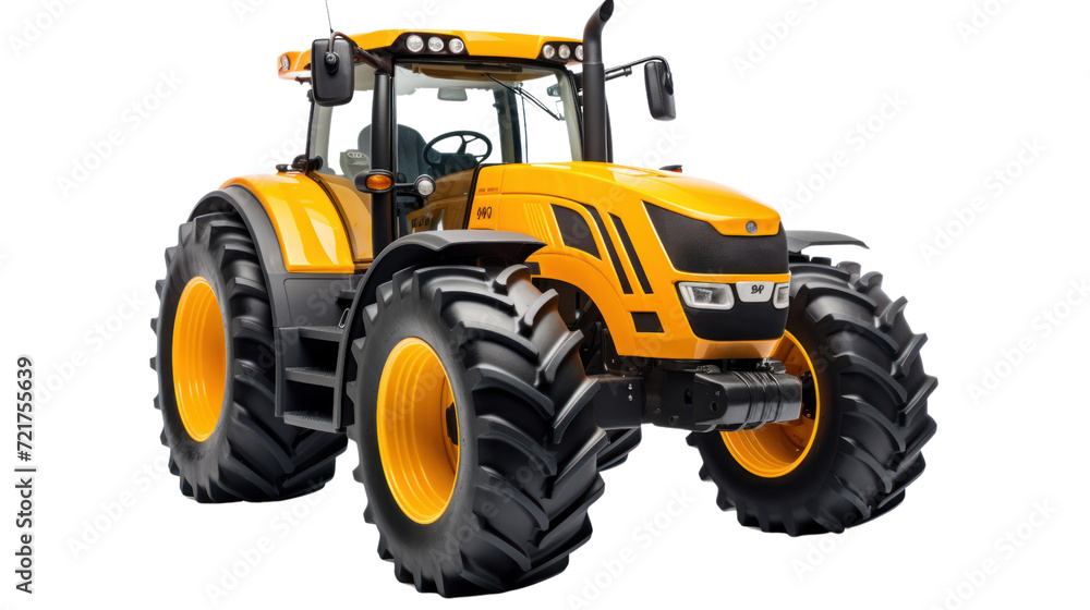Yellow tractor isolated on transparent and white background.PNG image. Yellow tractor isolated on transparent and white background.PNG image.