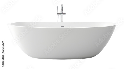 Modern clean ceramic bathtub isolated on transparent and white background.PNG image.