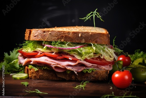 sandwiches with meat and lettuce on top for breakfast or to fill your stomach