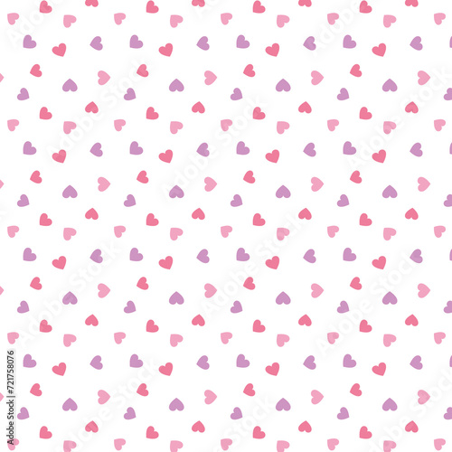 Small pink and purple hearts seamless pattern