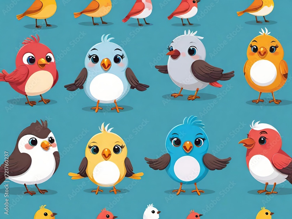 Seamless pattern with birds. Generative AI. Seamless pattern with birds. Generative AI.