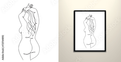 Woman figure line art drawing design 