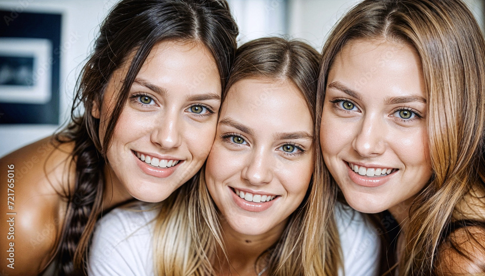 A diverse group of women are smiling at the camera. A diverse group of women are smiling at the camera.